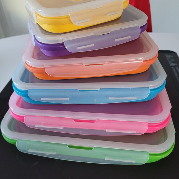 Six Flat Stack Food Containers/boxes - Picture 2 of 4